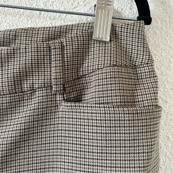 Michael Kors Grammercy Fit Slacks 8P Beige Glen Houndstooth Wide Straight Leg - Picture 9 of 11